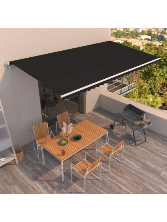 Automaattisesti sisäänkelattava markiisi 600x350 cm antrasiitti