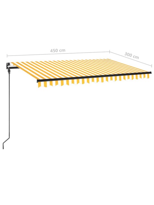 Manuaalisesti sisäänkelattava markiisi 450x300cm keltavalkoinen