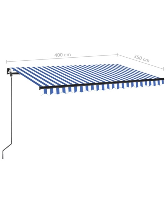 Manuaalisesti sisäänkelattava markiisi 400x350 cm sinivalkoinen