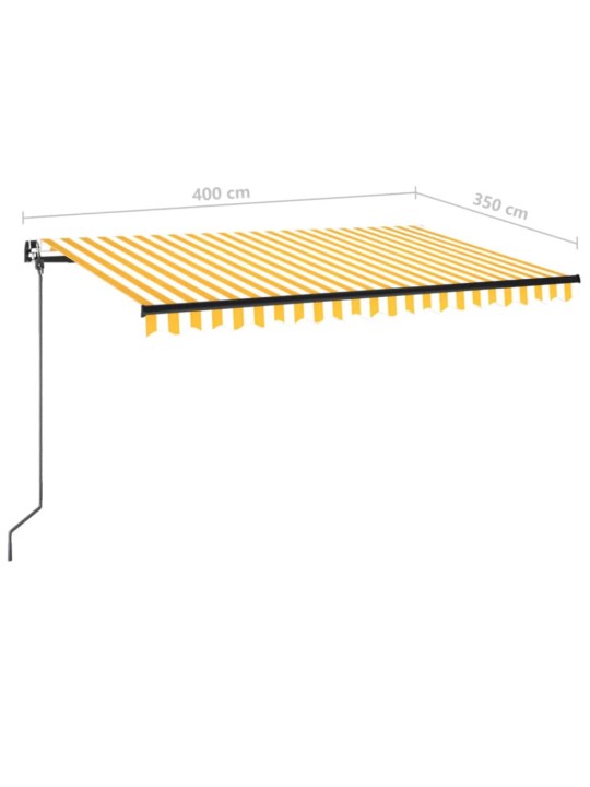 Manuaalisesti sisäänkelattava markiisi 400x350cm keltavalkoinen