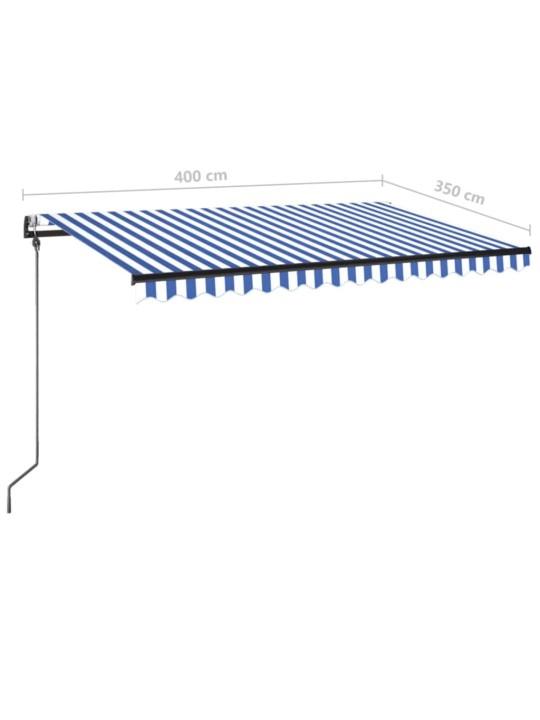 Automaattisesti sisäänkelattava markiisi 400x350 cm sinivalk.