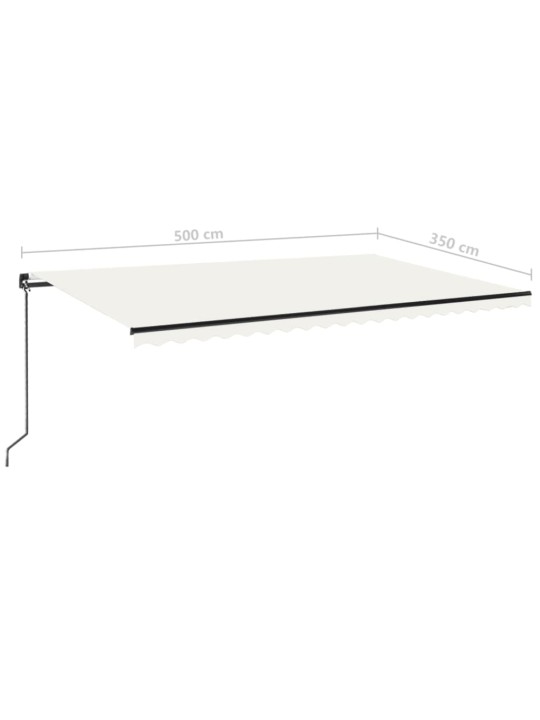 Manuaalisesti sisäänkelattava markiisi LED-valo 500x350cm kerma