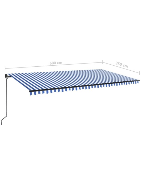 Manuaalisesti sisäänkelattava markiisi 600x350 cm sinivalkoinen