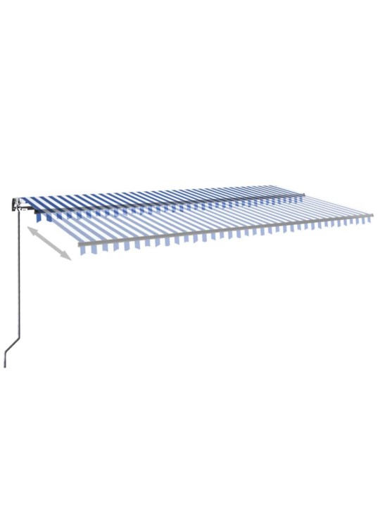 Automaattisesti sisäänkelattava markiisi 600x350 cm sinivalk.