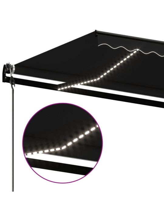 Sisäänkelattava markiisi LED/tuulisensori 600x350cm antrasiitti