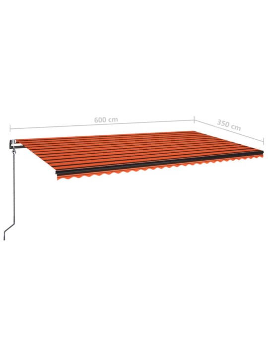 Sisäänkelattava markiisi led/tuulisens. 600x350cm oranssi/rusk.
