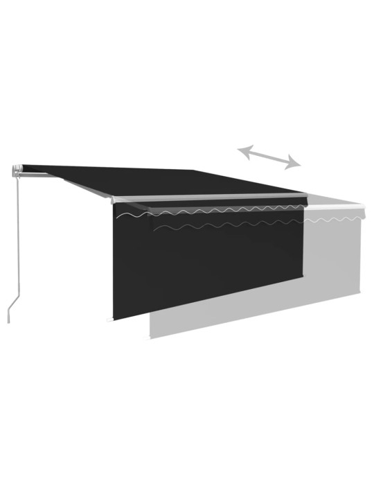 Manuaalisesti kelattava markiisi verho/LED 3x2,5 m antrasiitti