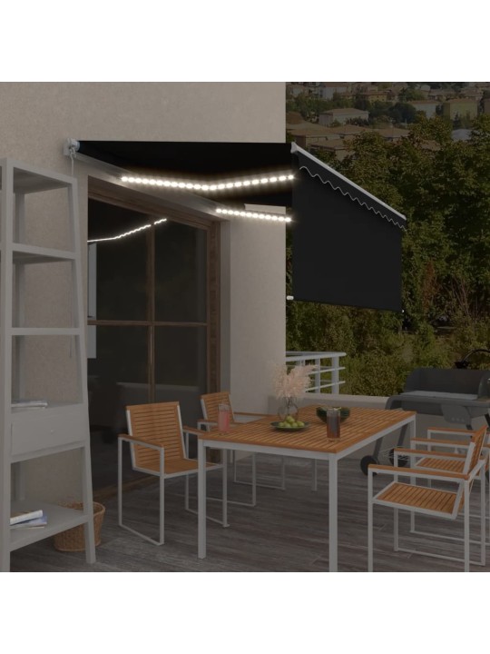 Manuaalisesti kelattava markiisi verho/LED 3x2,5 m antrasiitti