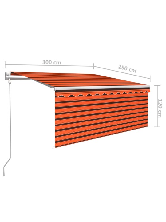 Automaattisesti kelattava markiisi verhoilla 3x2,5m oranssirusk