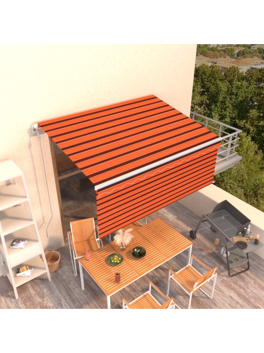 Automaattisesti kelattava markiisi verhoilla 3x2,5m oranssirusk