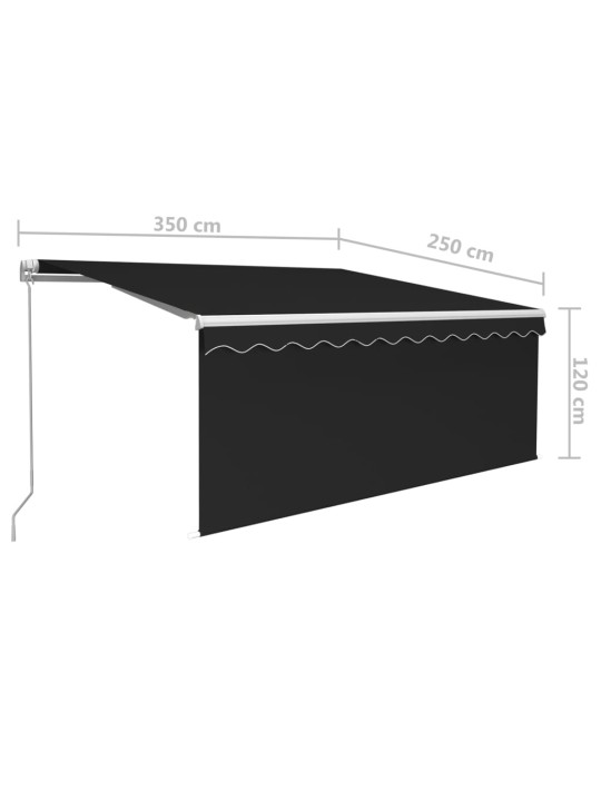 Manuaalisesti kelattava markiisi varjolla 3,5x2,5 m antrasiitti