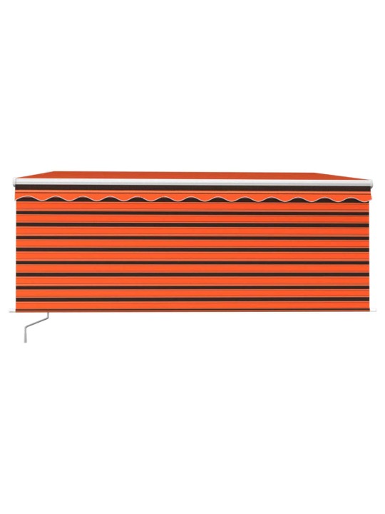 Käsin sisäänkelattava markiisi verhoilla 3,5x2,5m oranssiruskea