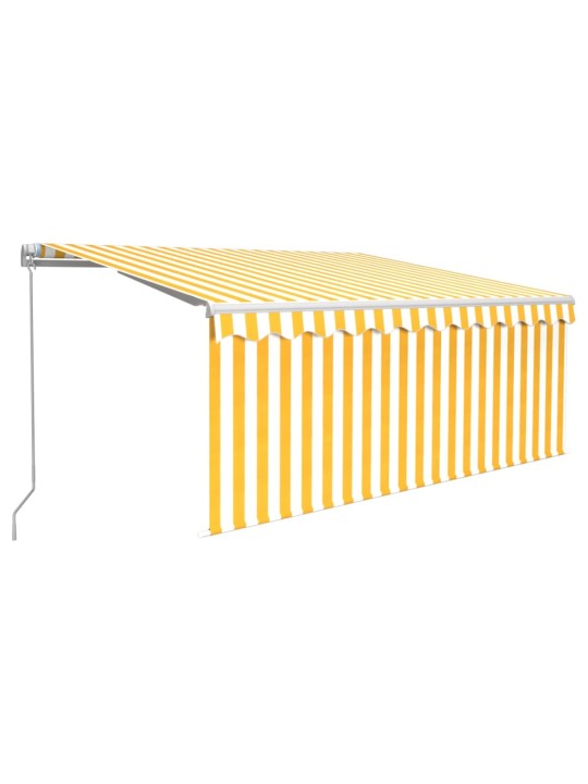 Käsin sisäänkelattava markiisi verhot/LED 3,5x2,5 m keltavalk.
