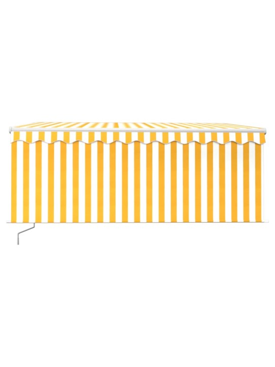 Käsin sisäänkelattava markiisi verhot/LED 3,5x2,5 m keltavalk.