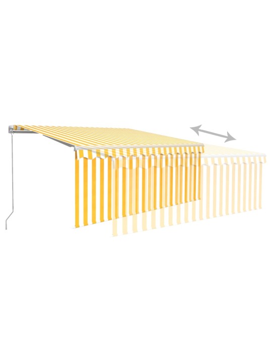 Käsin sisäänkelattava markiisi verhot/LED 3,5x2,5 m keltavalk.