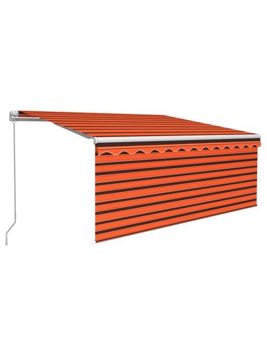 Käsin sisäänkelattava markiisi verho/LED 3,5x2,5m oranssiruskea
