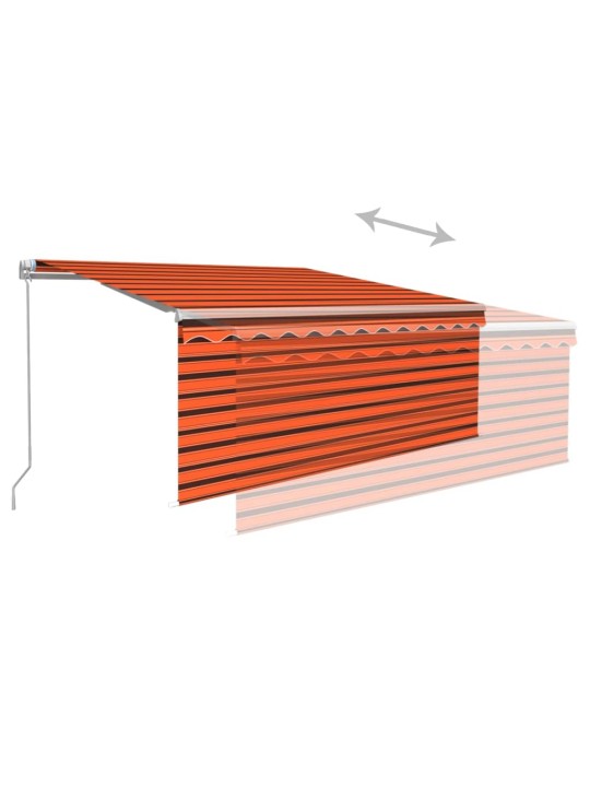 Käsin sisäänkelattava markiisi verho/LED 3,5x2,5m oranssiruskea