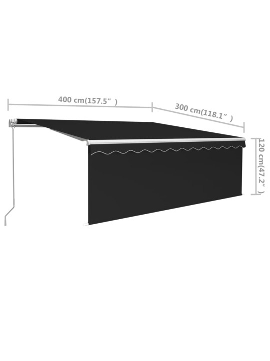 Käsin sisäänkelattava markiisi verhoilla 4x3 m antrasiitti