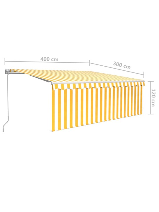 Manuaalisesti kelattava markiisi verhot/LED 4x3m keltavalkoinen