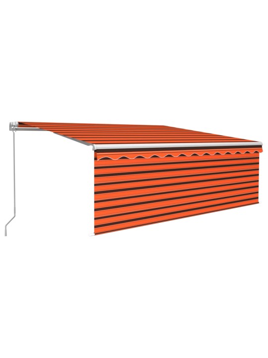 Manuaalisesti kelattava markiisi verhoilla 4x3 m oranssiruskea