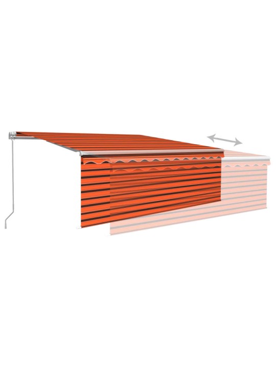 Manuaalisesti kelattava markiisi verhoilla 4x3 m oranssiruskea