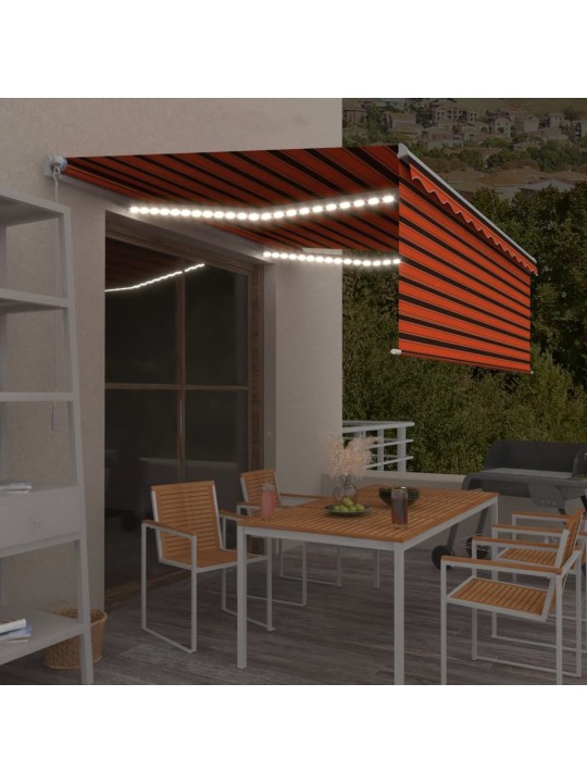 Manuaalisesti kelattava markiisi verhoilla 4x3 m oranssiruskea