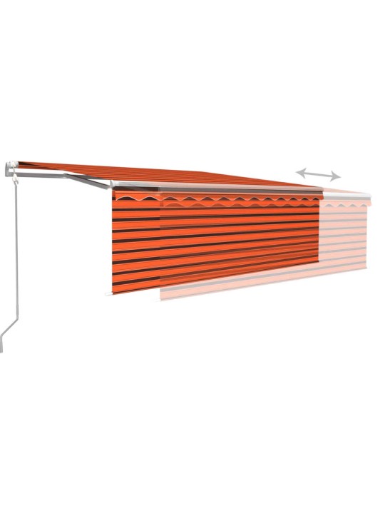 Sisäänkelattava markiisi verho/LED/tuulisens 4x3 m oranssirusk