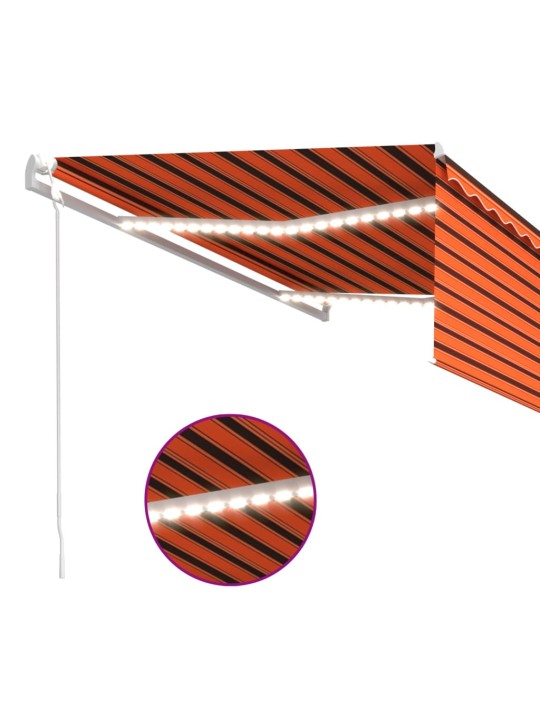 Sisäänkelattava markiisi verho/LED/tuulisens 4x3 m oranssirusk