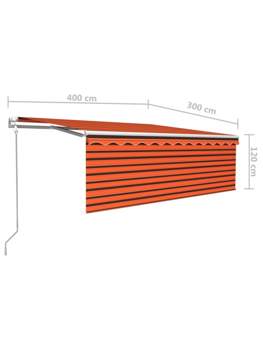 Sisäänkelattava markiisi verho/LED/tuulisens 4x3 m oranssirusk