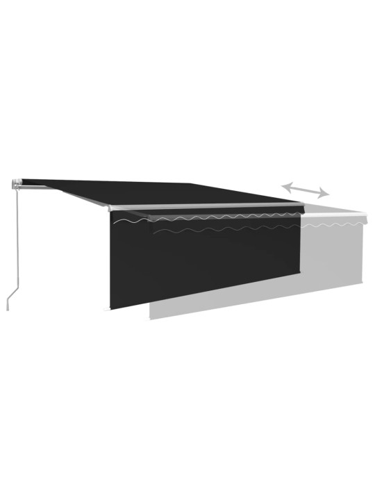 Manuaalisesti kelattava markiisi verho/LED 4,5x3 m antrasiitti