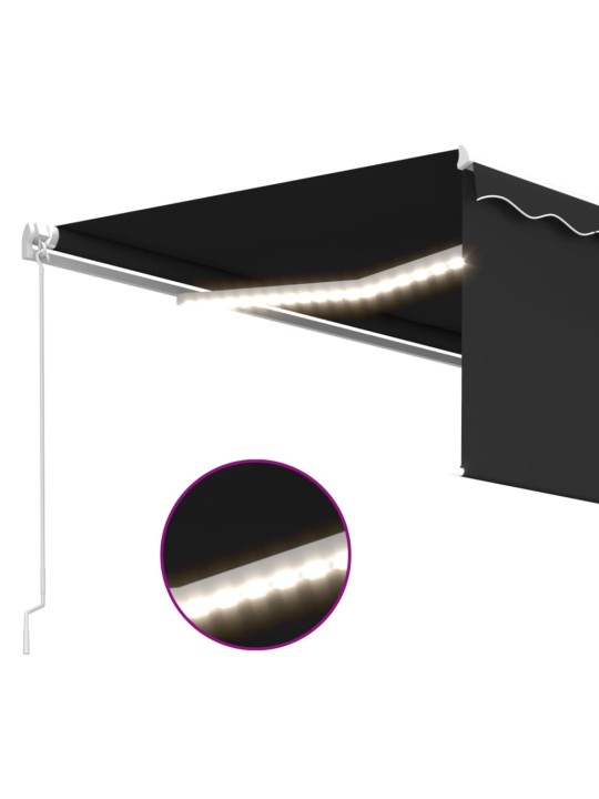 Manuaalisesti kelattava markiisi verho/LED 4,5x3 m antrasiitti