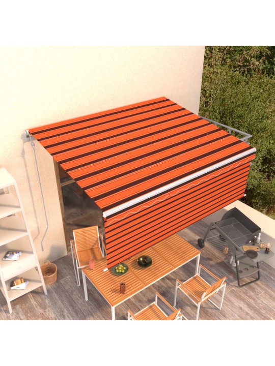Automaattisesti kelattava markiisi verhoilla 4,5x3m oranssirusk