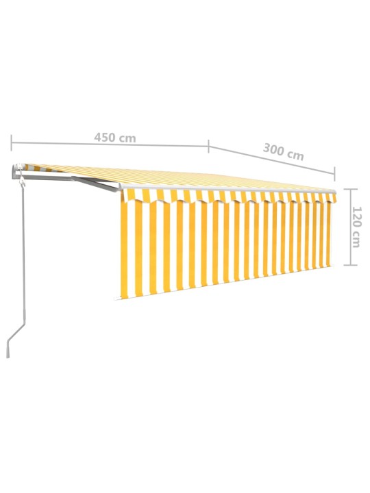 Automaattimarkiisi verho/LED/tuulisensori 4,5x3m keltavalkoinen