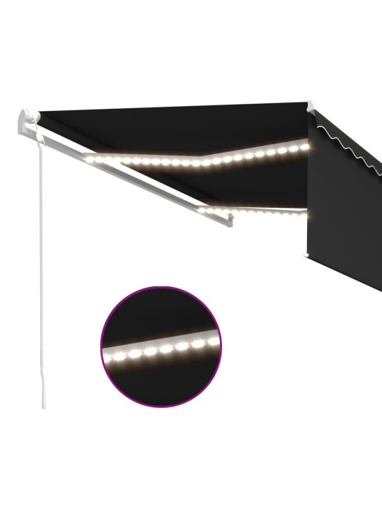 Automaattimarkiisi verho/LED/tuulisensori 4,5x3 m antrasiitti