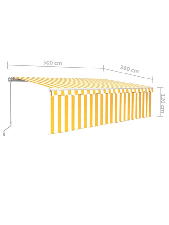 Manuaalisesti kelattava markiisi verho/LED 5x3 m keltavalkoinen