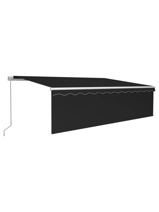 Manuaalisesti kelattava markiisi verho/LED 5x3 m antrasiitti