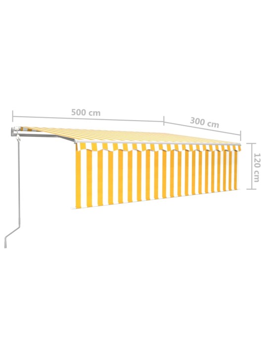 Automaattimarkiisi verho/LED/tuulisensori 5x3 m keltavalkoinen