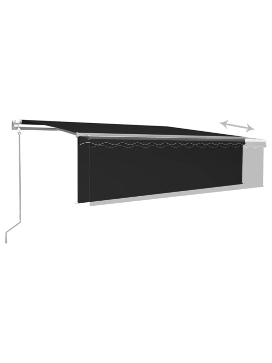Automaattimarkiisi verho/LED/tuulisensori 5x3 m antrasiitti