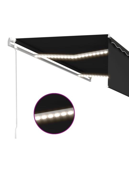 Automaattimarkiisi verho/LED/tuulisensori 5x3 m antrasiitti