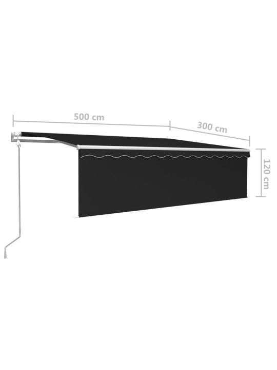 Automaattimarkiisi verho/LED/tuulisensori 5x3 m antrasiitti