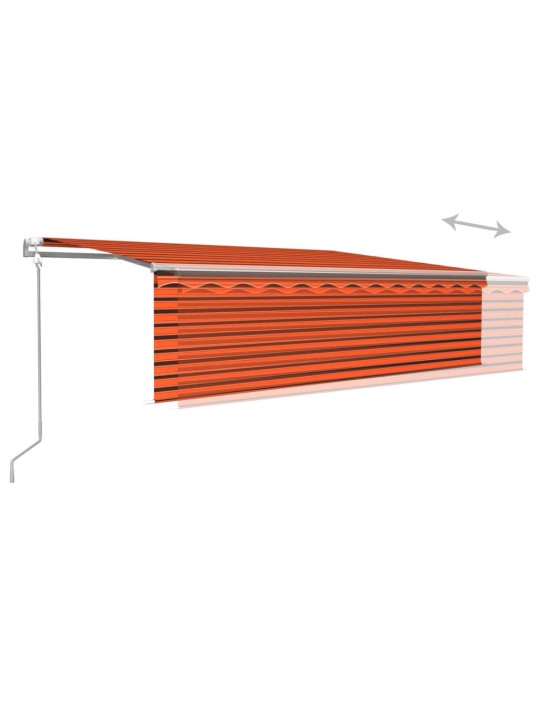 Automaattimarkiisi verho/LED/tuulisens 5x3 m oranssiruskea