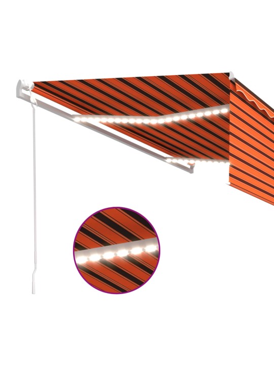 Automaattimarkiisi verho/LED/tuulisens 5x3 m oranssiruskea