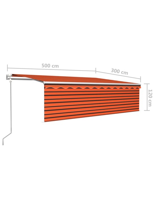 Automaattimarkiisi verho/LED/tuulisens 5x3 m oranssiruskea