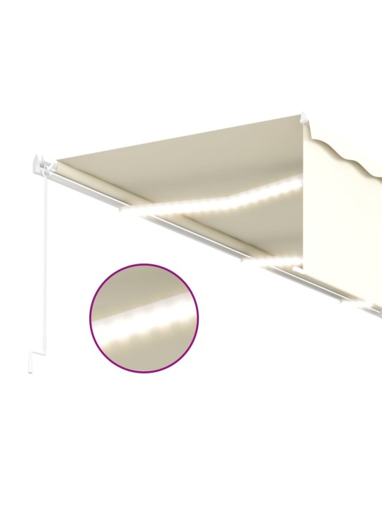 Käsin sisäänkelattava markiisi verhot/LED 6x3 m kerma