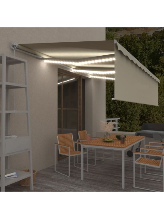 Käsin sisäänkelattava markiisi verhot/LED 6x3 m kerma