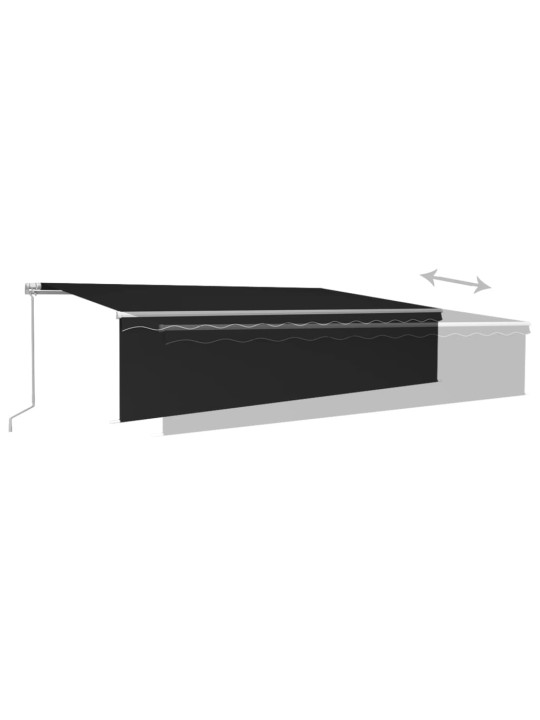 Käsin sisäänkelattava markiisi verhot/LED 6x3 m antrasiitti