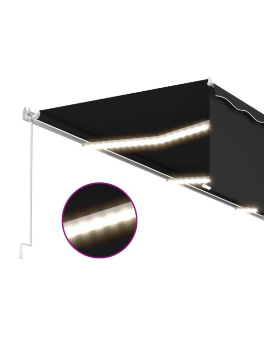 Käsin sisäänkelattava markiisi verhot/LED 6x3 m antrasiitti