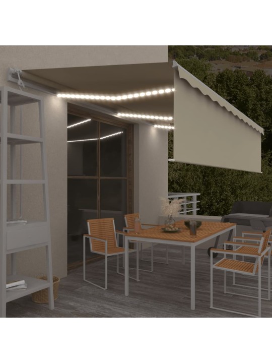 Automaattimarkiisi verho/LED/tuulisensori 6x3 m kerma