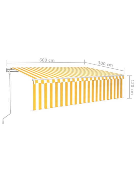 Automaattimarkiisi verho/LED/tuulisensori 6x3 m keltavalk.