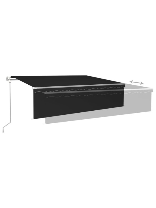 Automaattimarkiisi verho/LED/tuulisensori 6x3 m antrasiitti